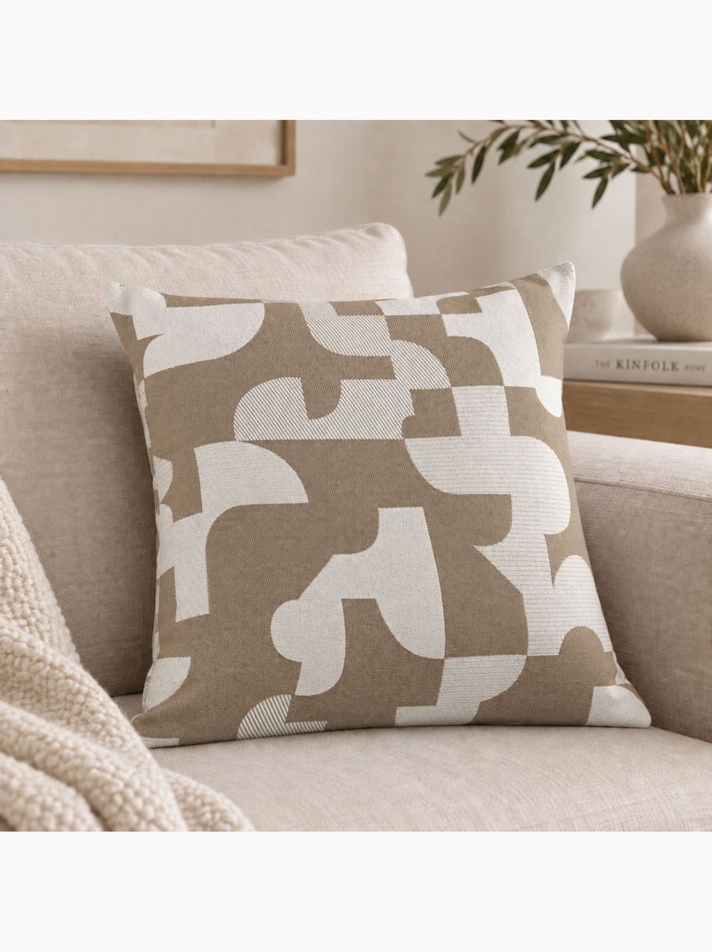 Coussin jacquard géométrique texturé rétro Taupe - Kiabi