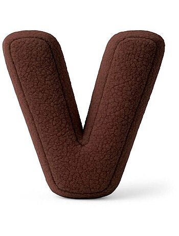 Coussin lettre alphabet- BRUN FONCÉ- V