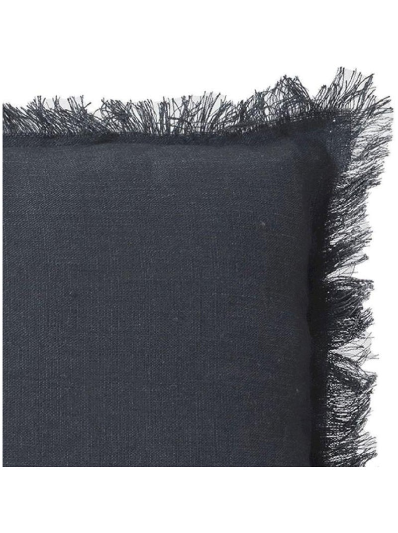 Coussin lin bords effilés 'Deko&co' Gris foncé - Kiabi