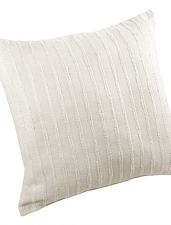 Coussin lin et coton rayures tuftées