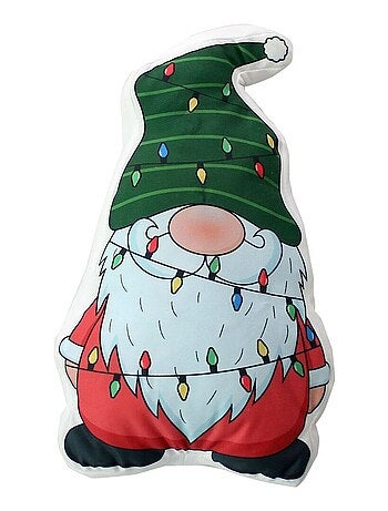 Coussin lumineux de Noël en velours motif lutin