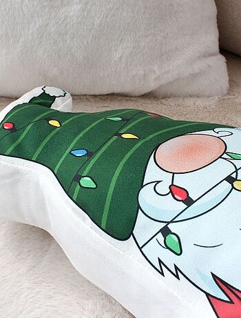 Coussin lumineux de Noël en velours motif lutin