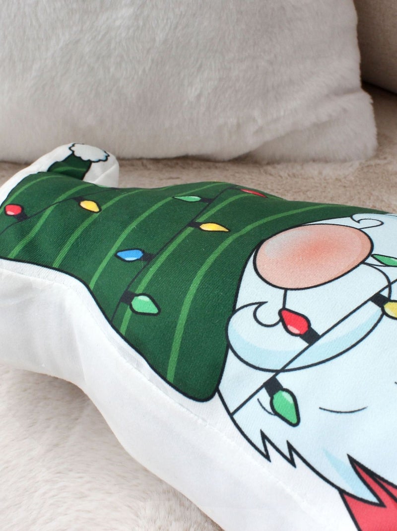 Coussin lumineux de Noël en velours motif lutin Blanc - Kiabi