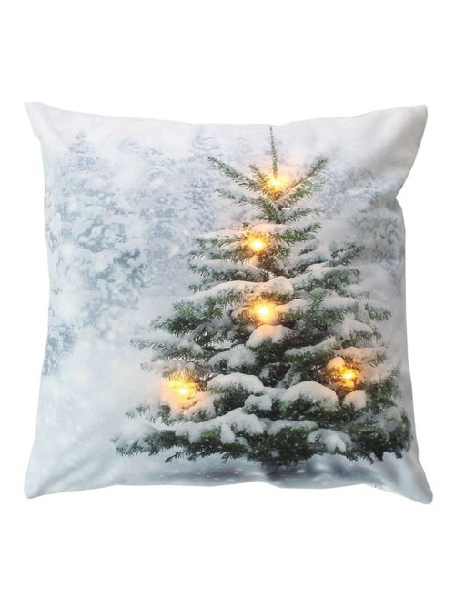 Coussin lumineux de Noël en velours motif sapin - Kiabi