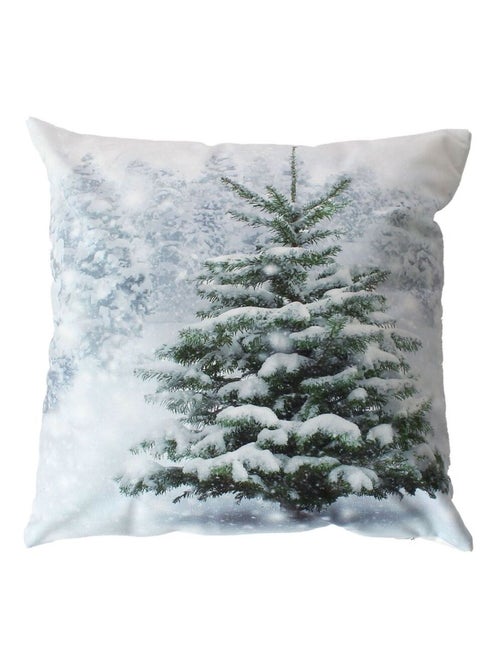 Coussin lumineux de Noël en velours motif sapin - Kiabi