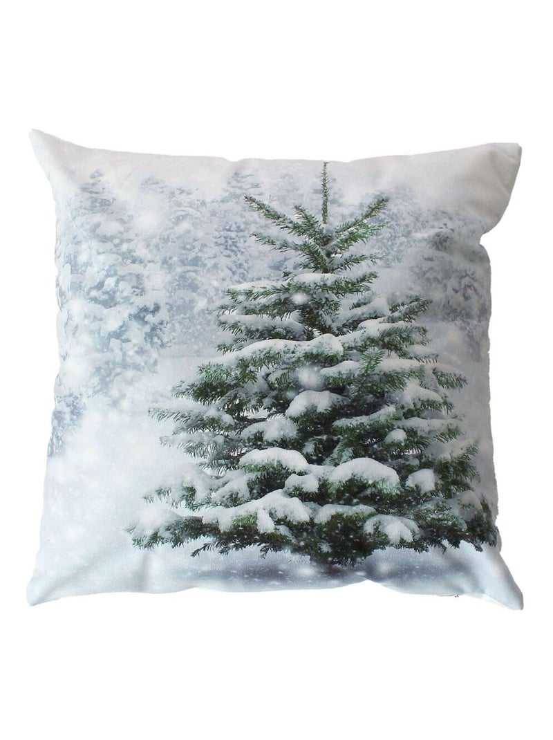 Coussin lumineux de Noël en velours motif sapin Blanc - Kiabi