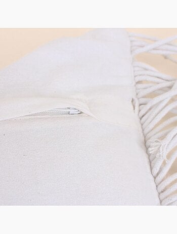Coussin macramé en coton blanc 40x60cm