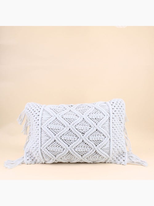 Coussin macramé en coton blanc 40x60cm - Kiabi Coussin macramé en coton blanc 40x60cm - Kiabi