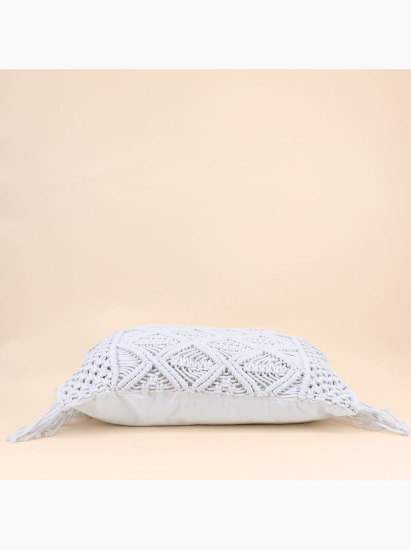 Coussin macramé en coton blanc 40x60cm Blanc - Kiabi