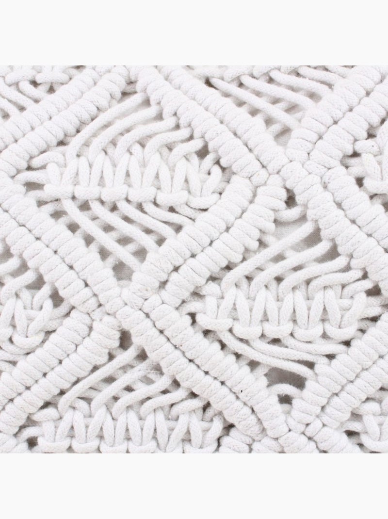 Coussin macramé en coton blanc 40x60cm Blanc - Kiabi