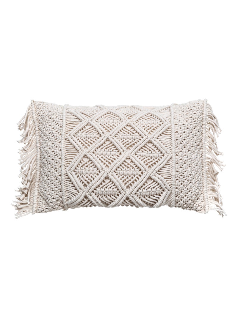 Coussin macramé "été" 30 x 50 cm Atmosphera Beige - Kiabi