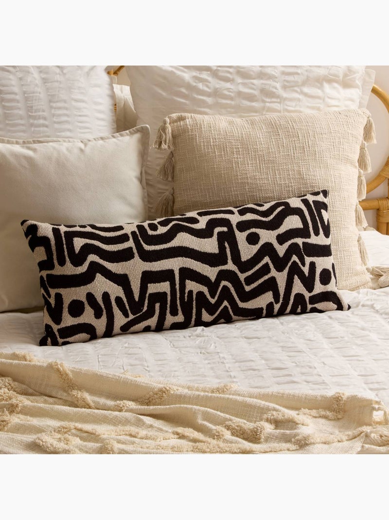 Coussin Mira 30x80cm noir et blanc Noir Blanc - Kiabi