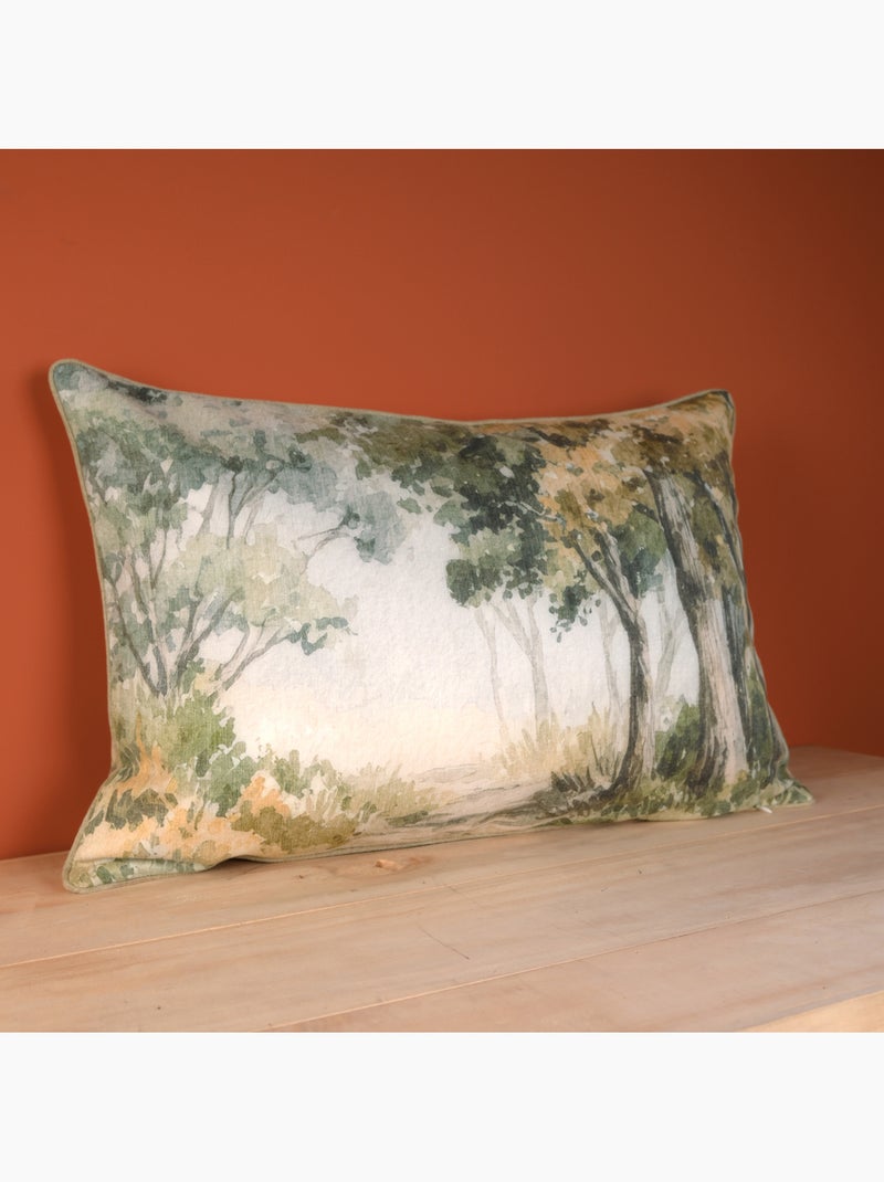 Coussin motif aquarelle forêt Vert - Kiabi