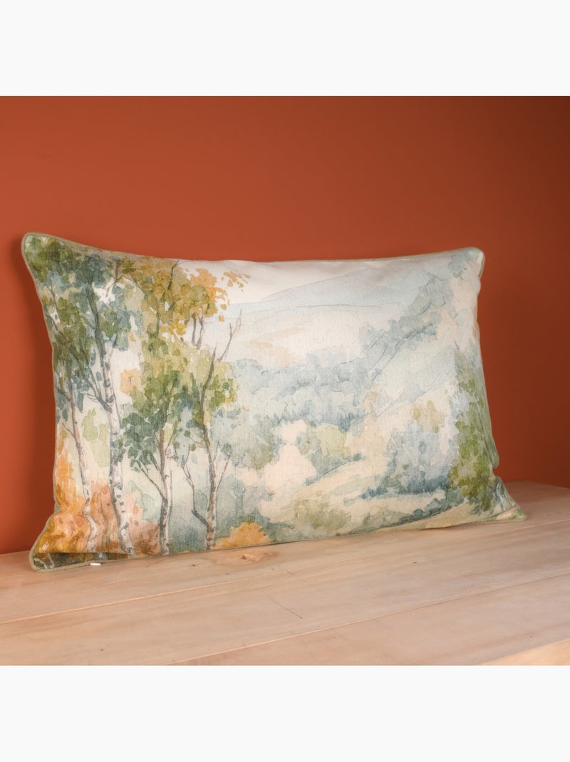 Coussin motif aquarelle forêt Vert - Kiabi