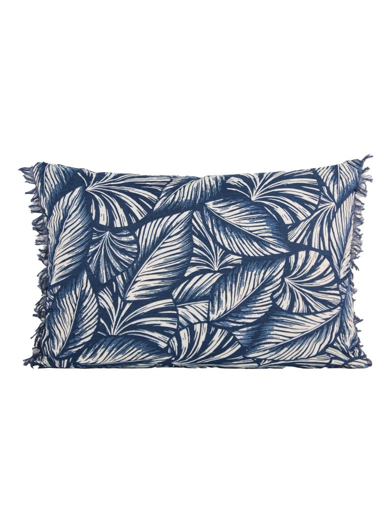 Coussin motif feuilles exotiques Bleu marine - Kiabi