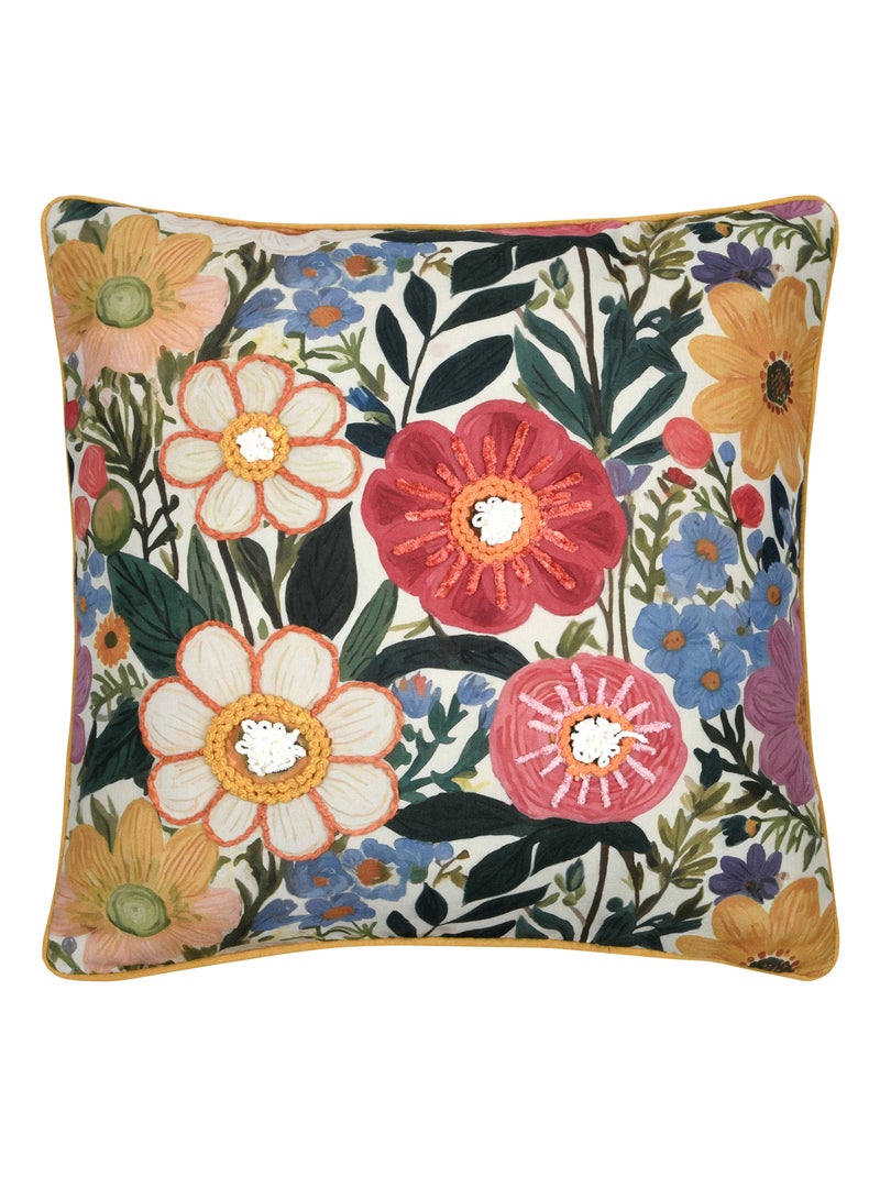 Coussin motif floral coloré Vert - Kiabi