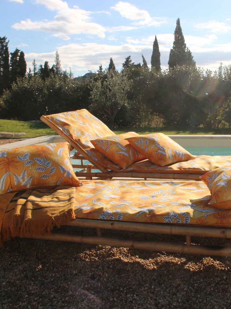 Coussin motif jungle extérieur Jaune - Kiabi