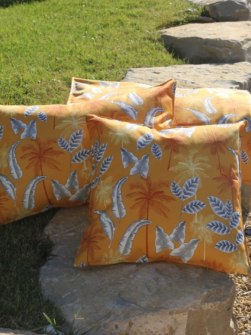 Coussin motif jungle extérieur Jaune - Kiabi