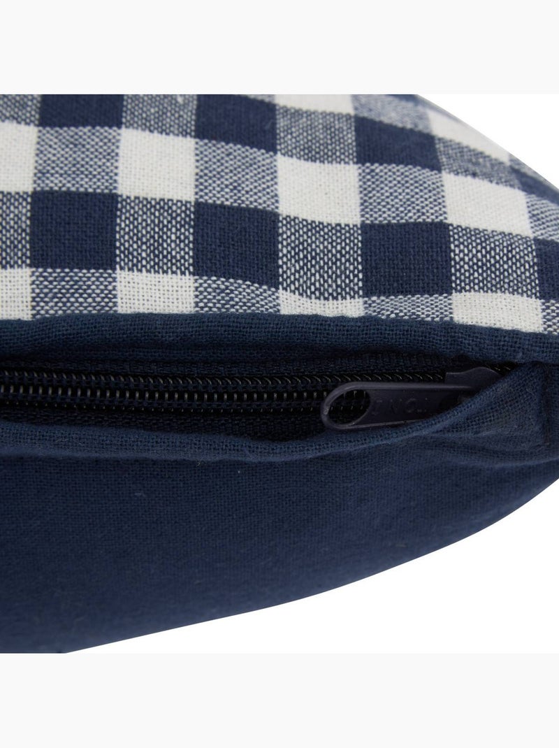 Coussin motif vichy en coton GROOVE Bleu marine - Kiabi