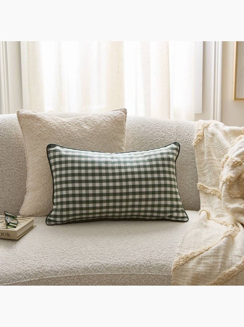 Coussin motif vichy en coton GROOVE Vert - Kiabi