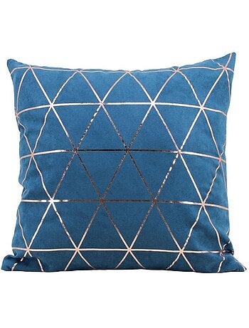 Coussin motifs géométriques bleu 40x40cm