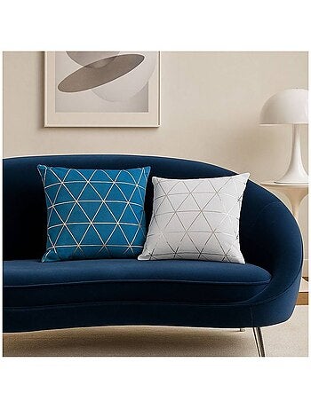 Coussin motifs géométriques bleu 40x40cm