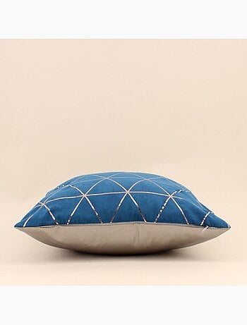 Coussin motifs géométriques bleu 40x40cm