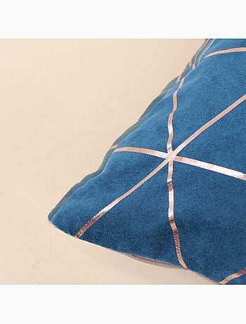 Coussin motifs géométriques bleu 40x40cm