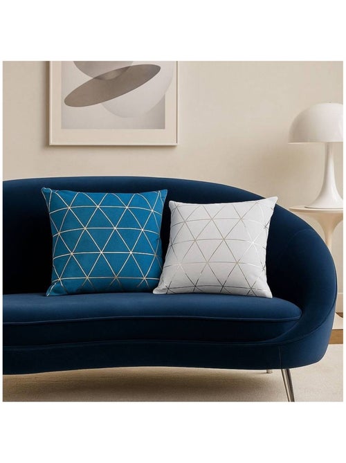 Coussin motifs géométriques bleu 40x40cm - Kiabi