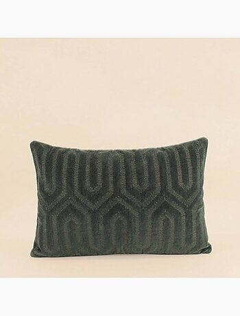 Coussin motifs géométriques verts 30x50cm