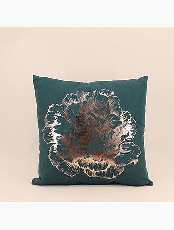 Coussin noir motif fleur doré 45x45cm