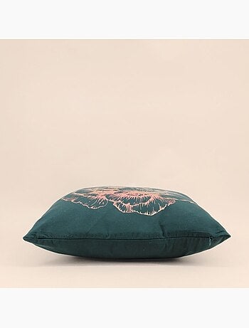 Coussin noir motif fleur doré 45x45cm