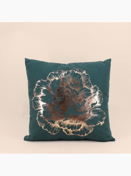 Coussin noir motif fleur doré 45x45cm - Kiabi