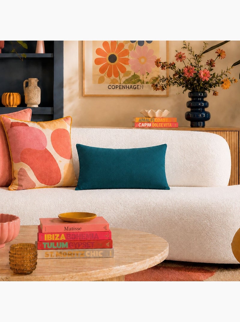 Coussin non déhoussable en coton uni Bleu canard - Kiabi