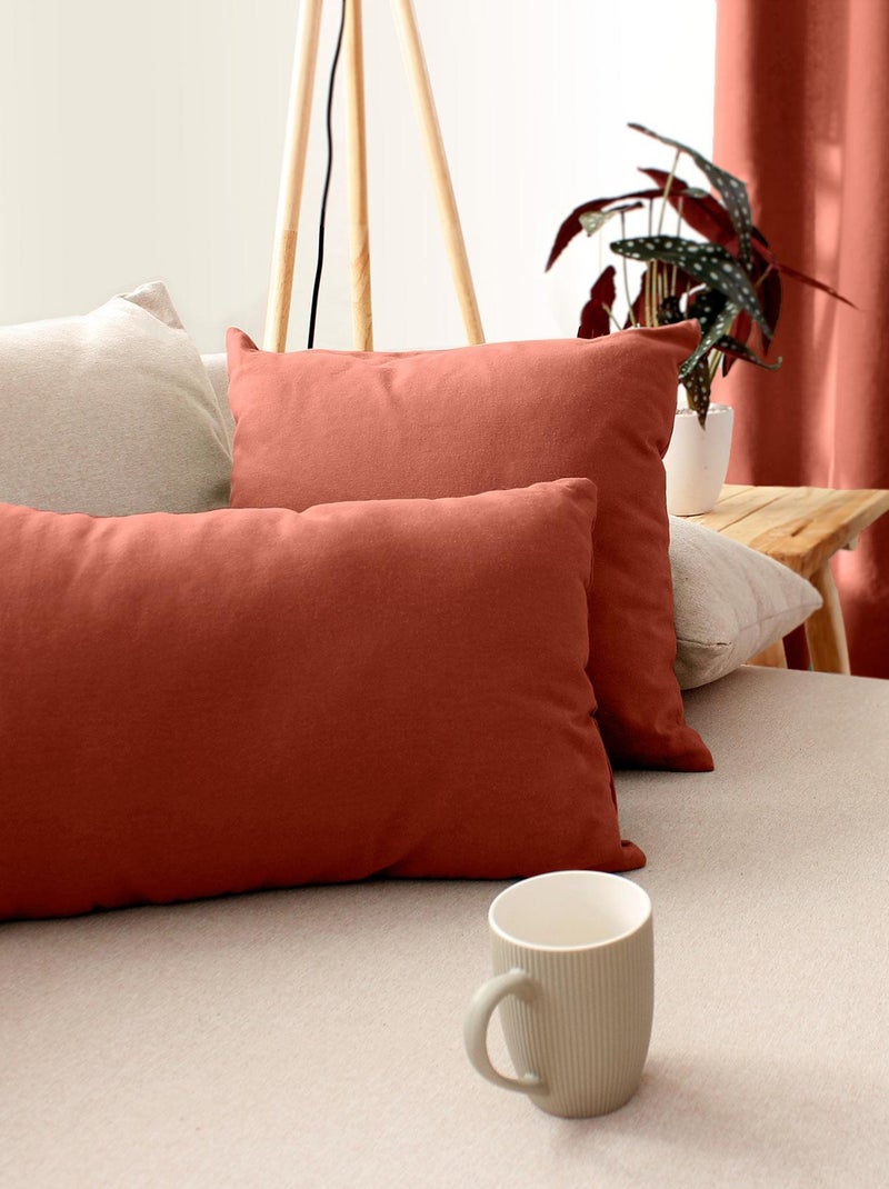 Coussin non déhoussable en coton uni Rouge brique - Kiabi