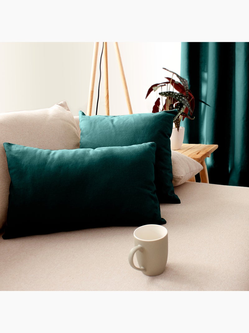 Coussin non déhoussable en coton uni Vert foncé - Kiabi