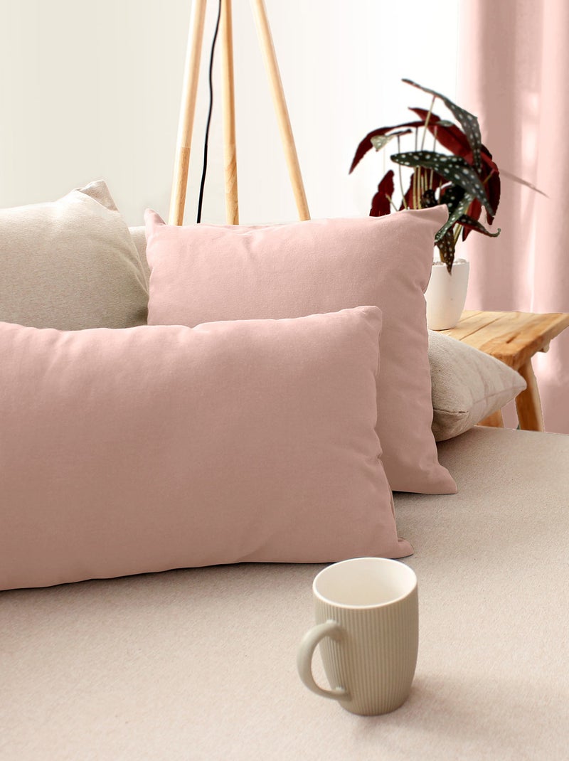 Coussin non déhoussable en coton uni Vieux rose - Kiabi