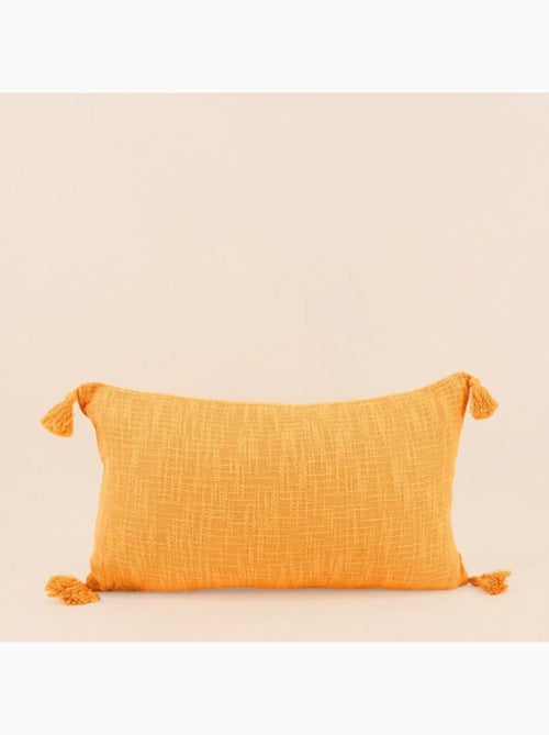 Coussin orange avec pompons 30x50cm - Kiabi
