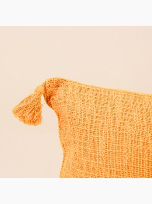 Coussin orange avec pompons 30x50cm - Kiabi