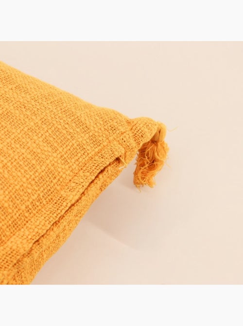 Coussin orange avec pompons 30x50cm - Kiabi