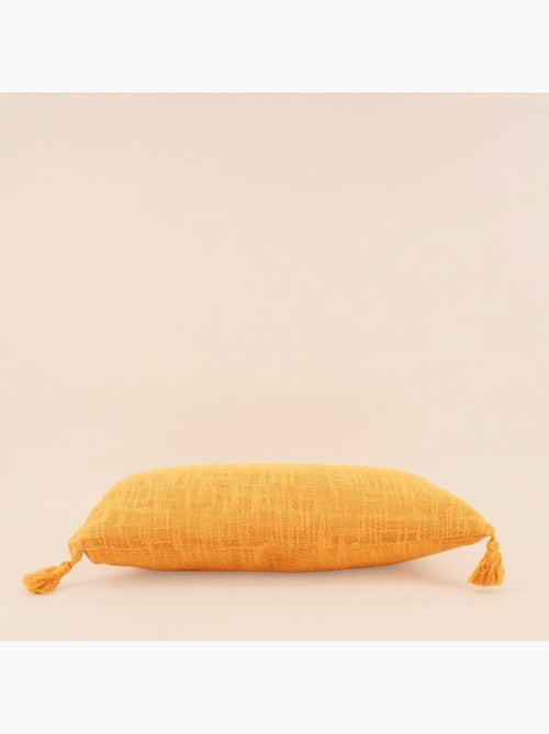 Coussin orange avec pompons 30x50cm - Kiabi