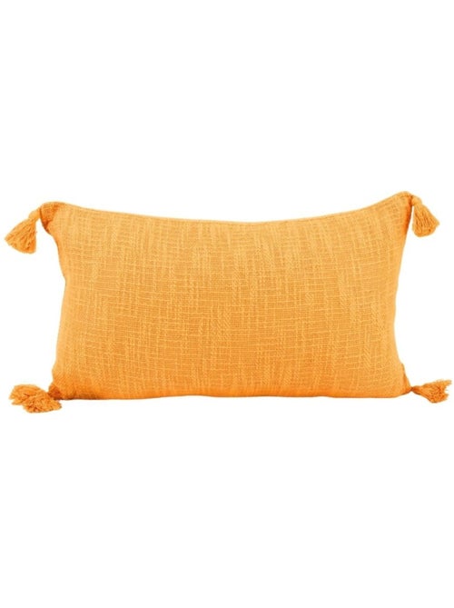 Coussin orange avec pompons 30x50cm - Kiabi