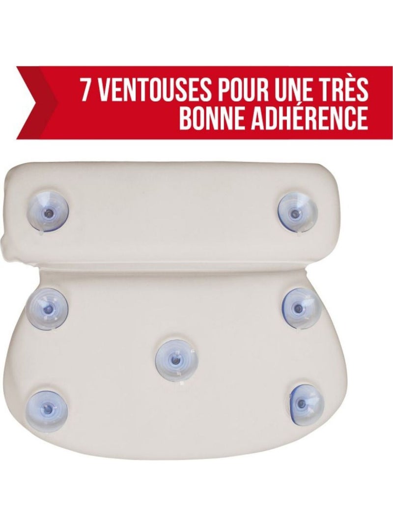 Coussin, oreiller de bain avec ventouses pour baignoire, Spa, Jacuzzi - Vivezen Blanc - Kiabi