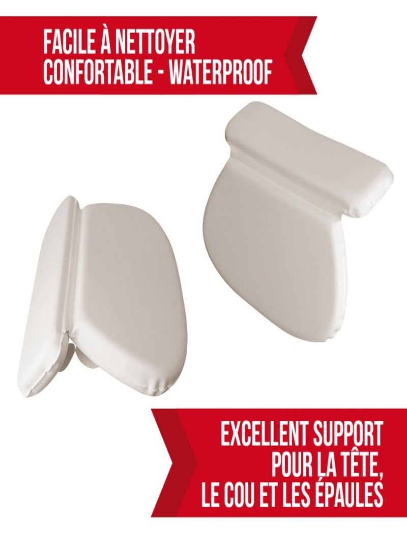 Coussin, oreiller de bain avec ventouses pour baignoire, Spa, Jacuzzi - Vivezen Blanc - Kiabi