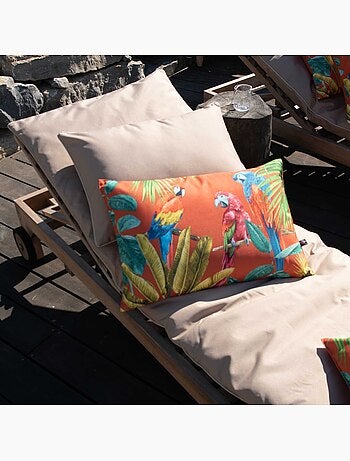 Coussin outdoor imprimé perroquets
