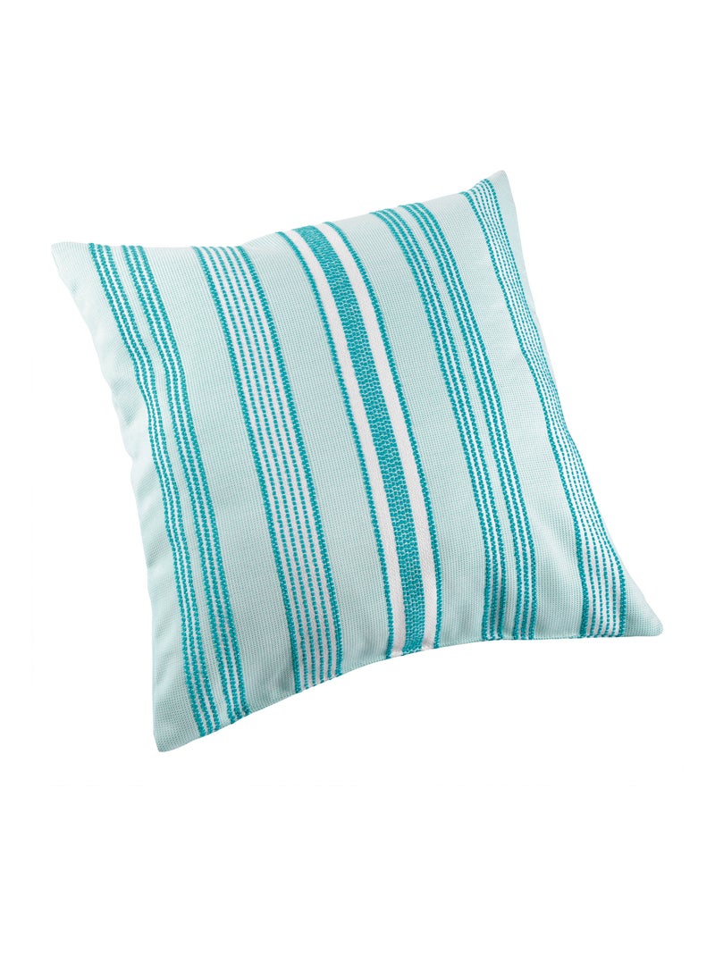 Coussin outdoor rayé déperlant Bleu turquoise - Kiabi