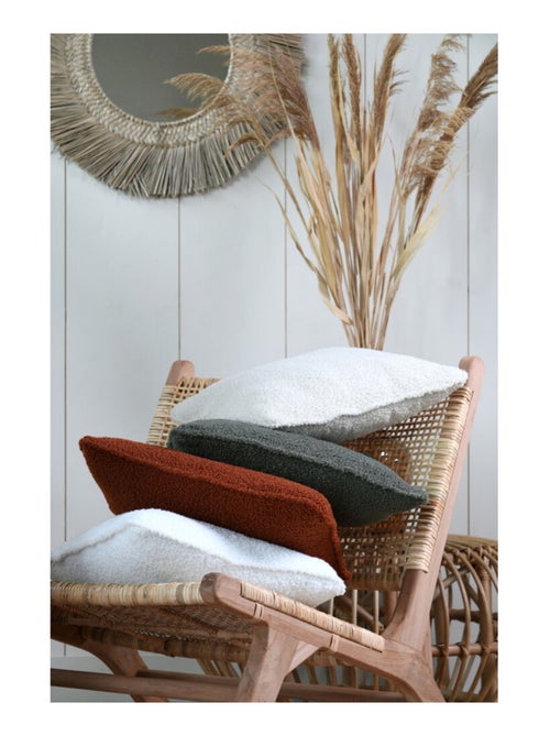 Coussin Paddou Écru – 40 x 60 cm – Effet bouclette - Kiabi