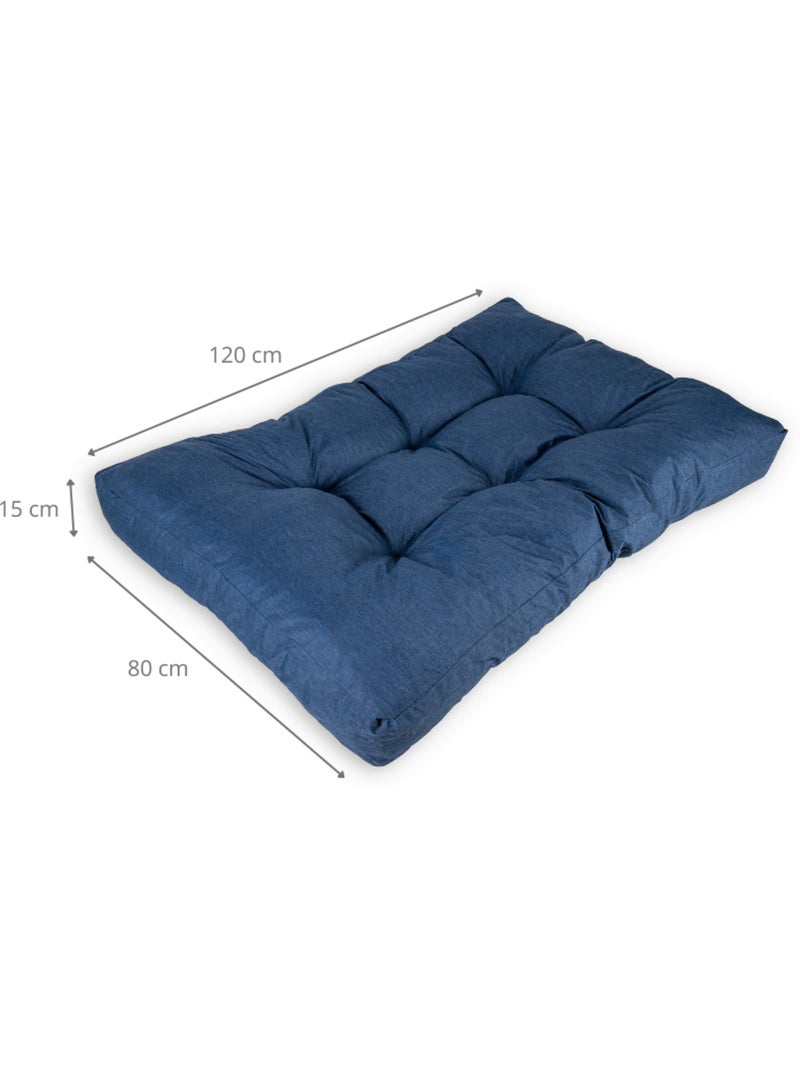Coussin palette assise en polyester 120x80x15 cm Bleu - Kiabi
