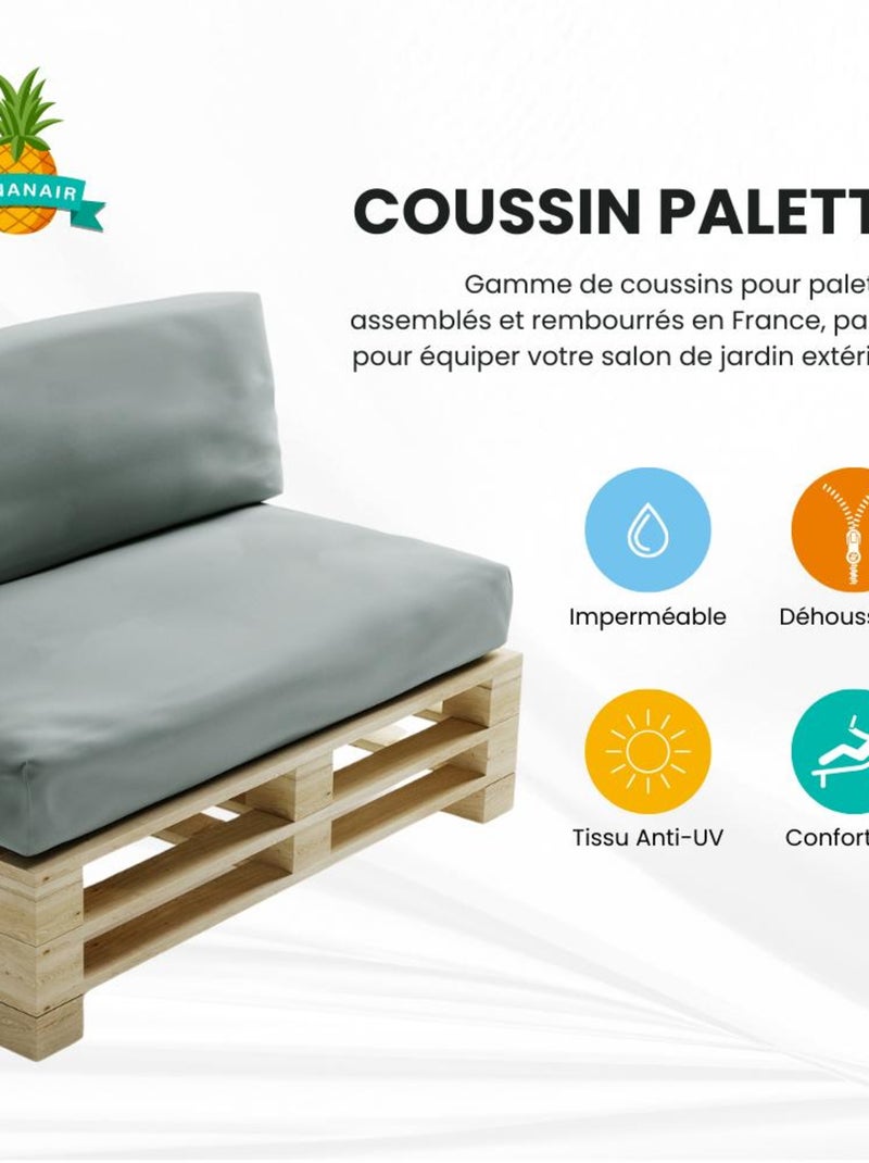 Coussin Palette Déhoussable Imperméable Assise - Bananair Gris clair - Kiabi