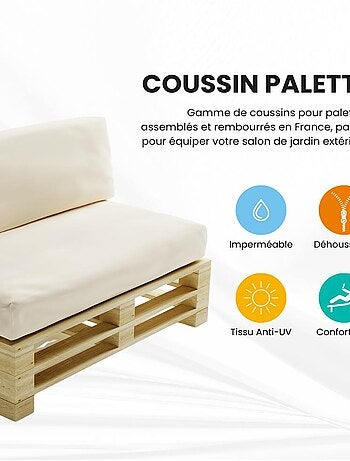 Coussin Palette Déhoussable Imperméable Dossier - Bananair